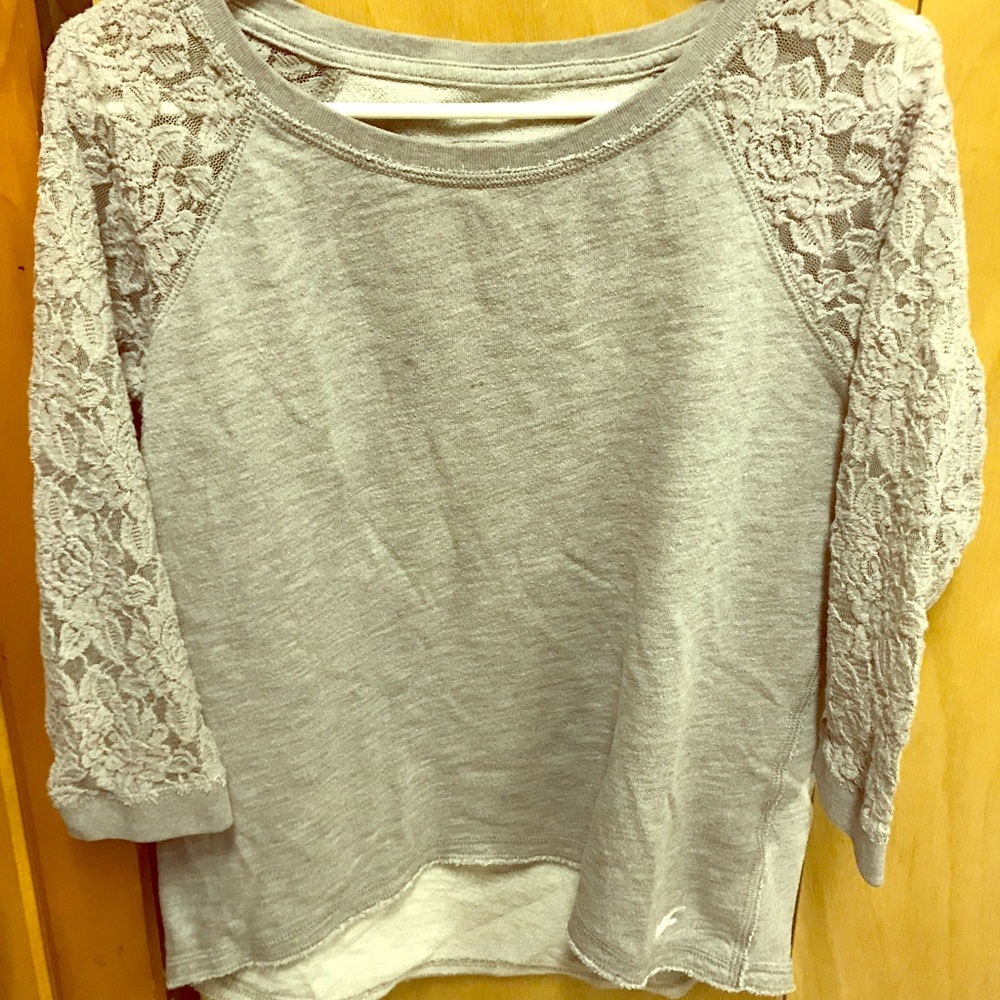 Lace sleeve sweater